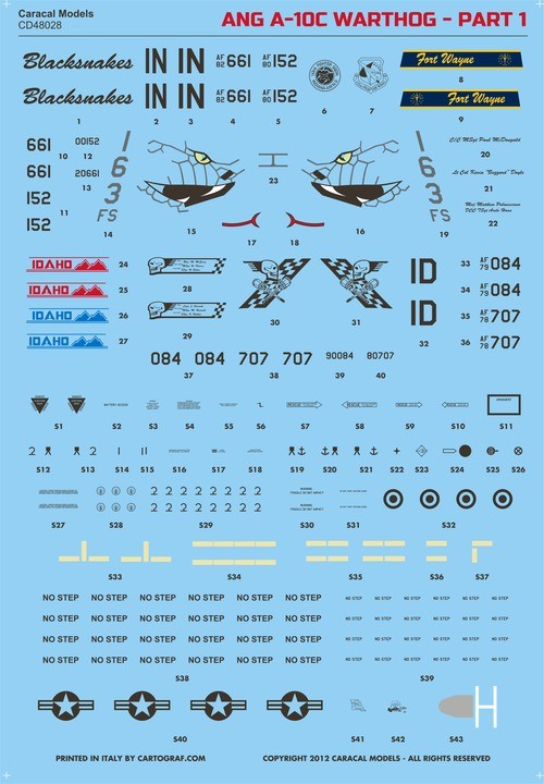 CARACAL MODELS 48028 1/48 Air National Guard A-10C Warthog Part 1 SAVAŞ UÇAĞI MAKETİ İÇİN DEKAL SETİ