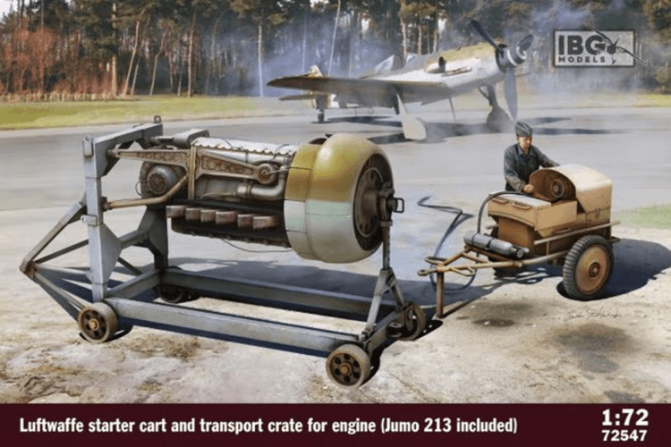 IBG MODELS 72547 1/72 LUFTWAFFE STARTER CART AND TRANSPORT CRATE FOR ENGINE (JUMO 213 INCLUDED) İKİNCİ DÜNYA SAVAŞI ALMAN UÇAK ÇALIŞTIRMA SETİ VE MOTOR MAKETİ