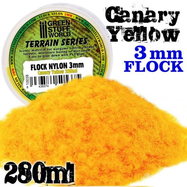 GREEN STUFF WORLD 10038 Static Grass Flock - Canary Yellow 3 mm - 280 ml