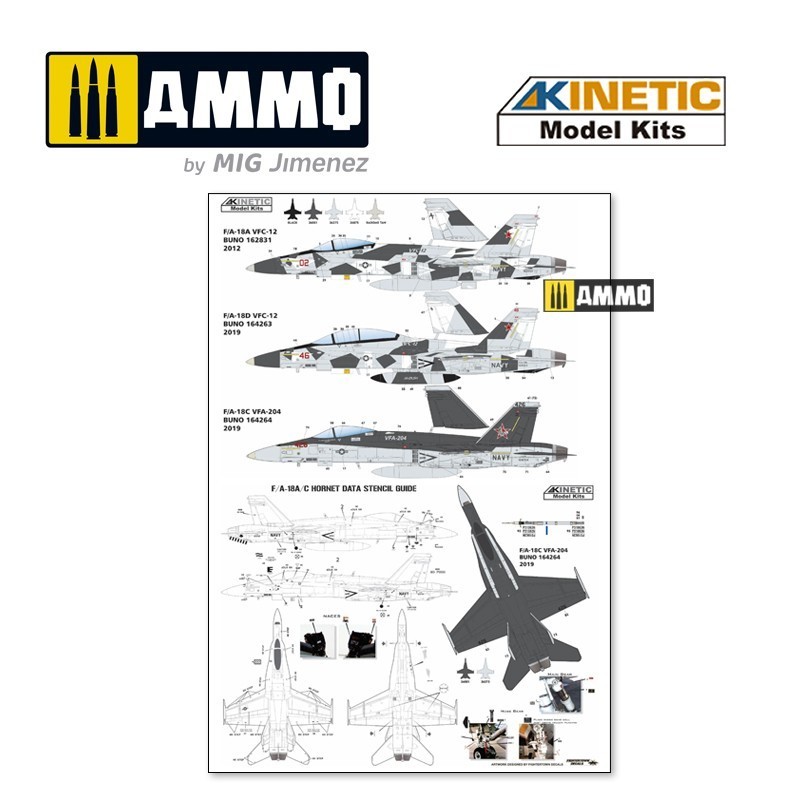 KINETIC MODEL 48088 1/48 F/A-18A/C/D Aggressor VFC-12 & VFA-204 Savaş Uçağı Maketi