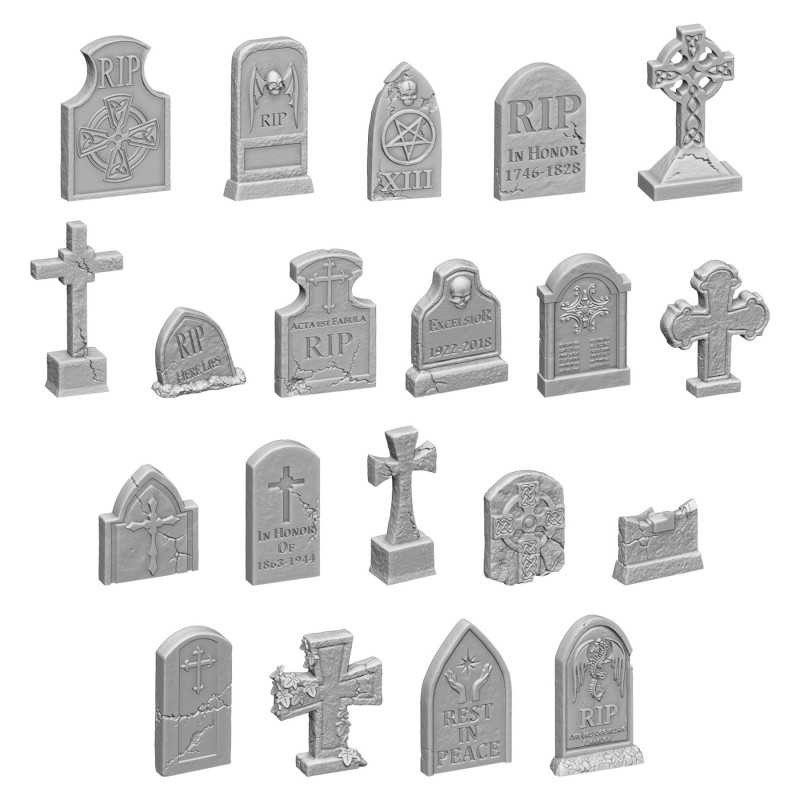 GREEN STUFF WORLD 2189 20x Gravestones Resin Set - MEZAR TAŞI SETİ