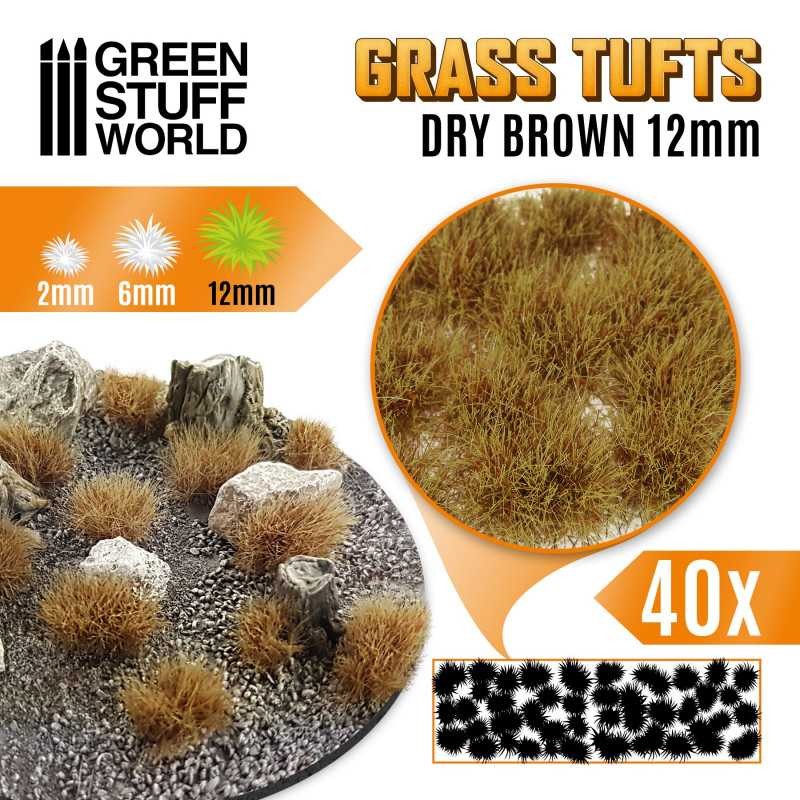 GREEN STUFF WORLD 1623 Grass TUFTS 12mm self-adhesive DRY BROWN - 12MM KURU KAHVERENGİ ÇİM ÖBEĞİ