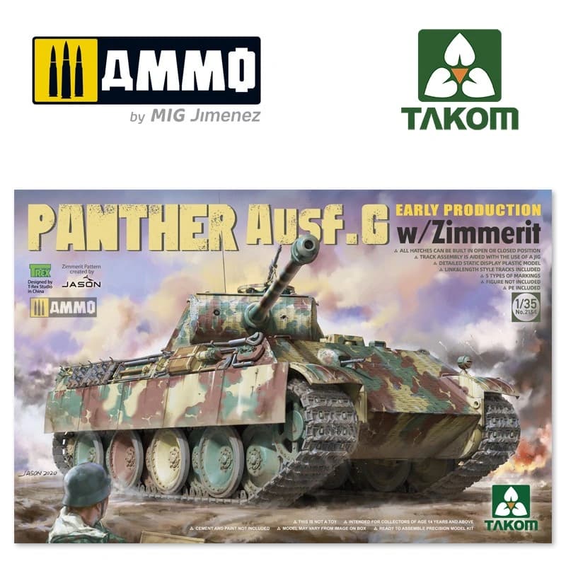 Butank TAKOM 2134 1/35 Panther Ausf.G Early Production w/Zimmerit TANK MAKETİ