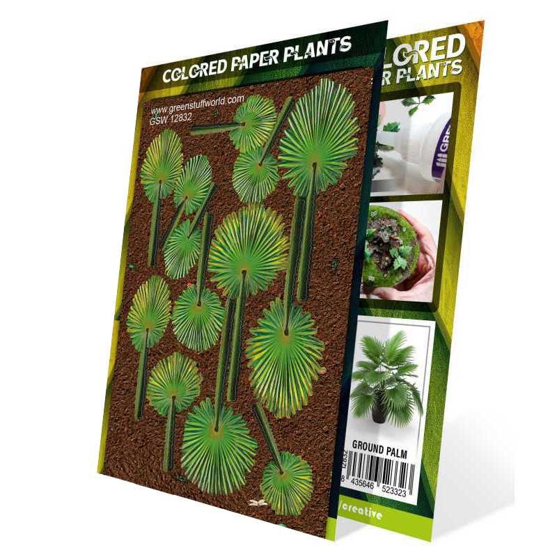 GREEN STUFF WORLD 12832 Colored Paper Plants Ground Palm - RENKLENDİRİLMİŞ KAĞIT BİTKİLER YER PALMİYESİ