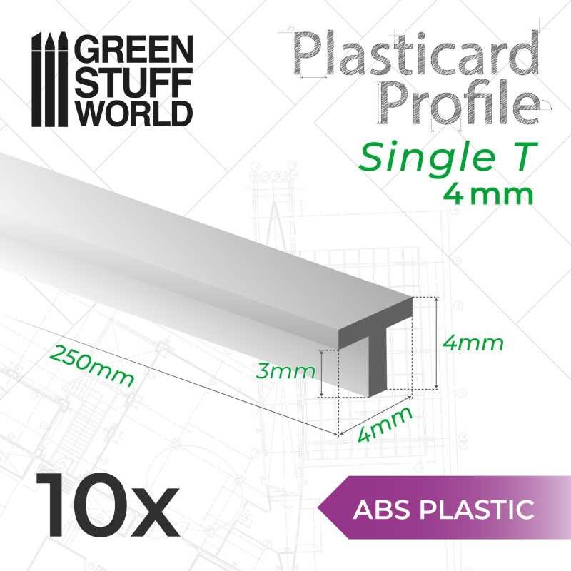 GREEN STUFF WORLD 9310 ABS Plasticard T Profile 4 mm - 4 mm T ABS Plastik Profil 10 Adet