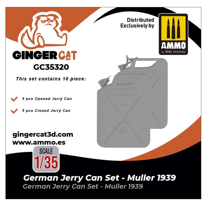 Ginger Cat 35320 1/35 German Jerry Can Set - Muller 1939 (10pcs) Reçine Detay Seti