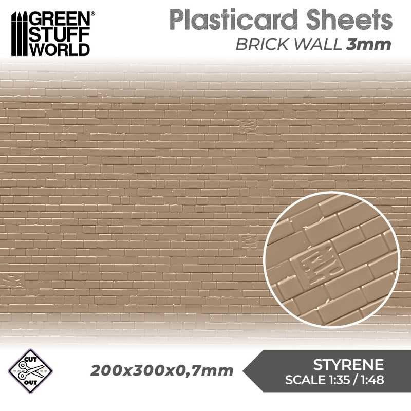 GREEN STUFF WORLD 5060 Plasticard Brick Walls 3mm - Tuğla Duvar Plastik Levha 3mm