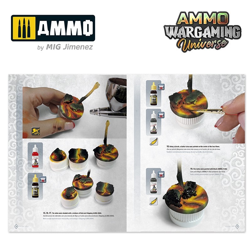 AMMO MIG 6923 WARGAMING UNIVERSE Book 04 Volcanic Soils - VOLKANİK TOPRAK ZEMİN YAPIM TEKNİKLERİ KİTABI