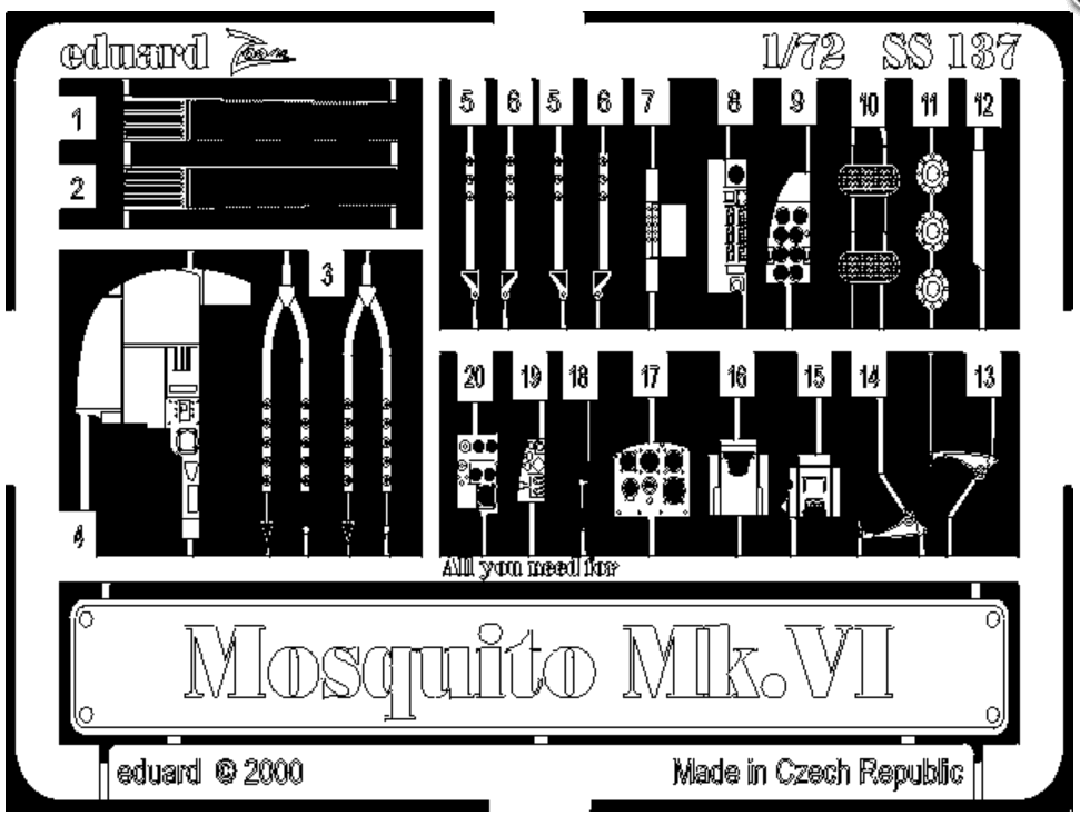 EDUARD SS137 1/72 Mosquito Mk. VI PE DETAY SETİ