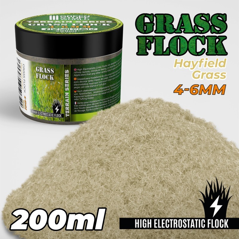 GREEN STUFF WORLD 11152 Static Grass Flock 4-6mm - HAYFIELD GRASS - 200 ml