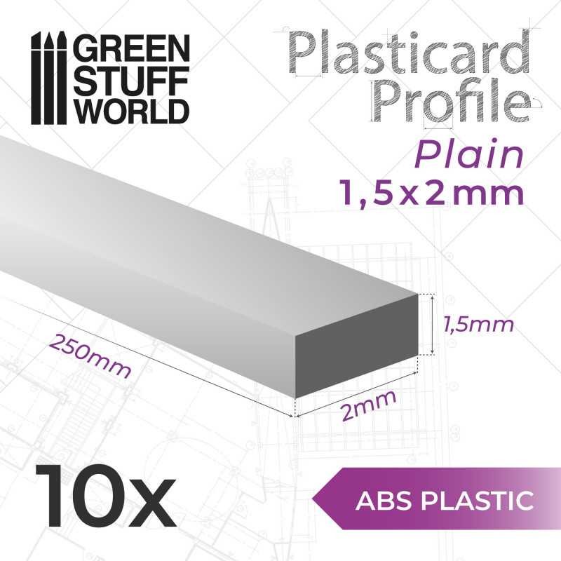 GREEN STUFF WORLD 9245 ABS Plasticard Profile RECTANGLED ROD 1.5x2 mm - 1,5x2 mm Dikdörtgen ABS Plastik Profil 10 Adet