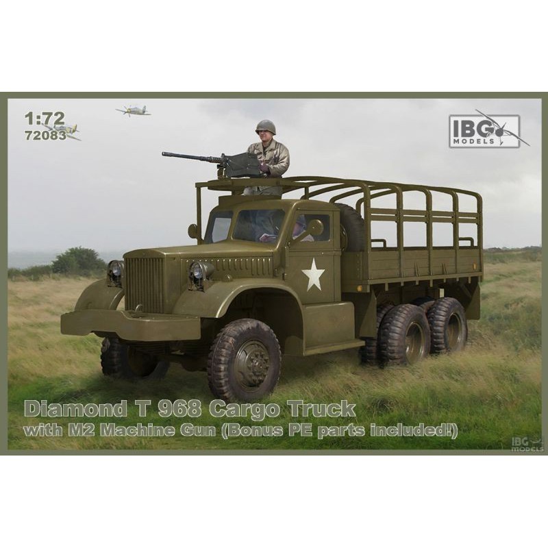 IBG MODELS 72083 1/72 DIAMOND T968 CARGO TRUCK WITH M2 MACHINE GUN İKİNCİ DÜNYA SAVAŞI AMERİKAN ASKERİ KAMYON MAKETİ