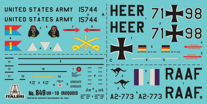 ITALERI 0849 1/48 UH - 1D Iroquois ASKERİ KARGO NAKLİYE HELİKOPTERİ MAKETİ