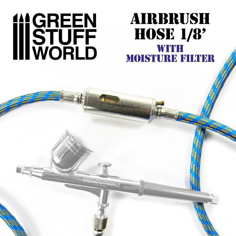 GREEN STUFF WORLD 2599 Airbrush Fabric Hose with Humidity Filter - NEM FİLTRELİ HAVATABANCASI HORTUMU 180CM