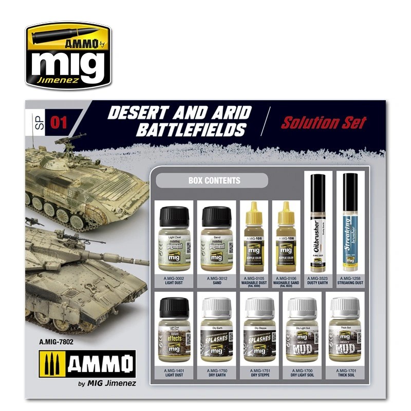 AMMO MIG 7802 SUPER PACK DESERT & ARID BATTLEFIELDS ÇÖL VE KURAK SAVAŞ ALANLARI ESKİTME SETİ