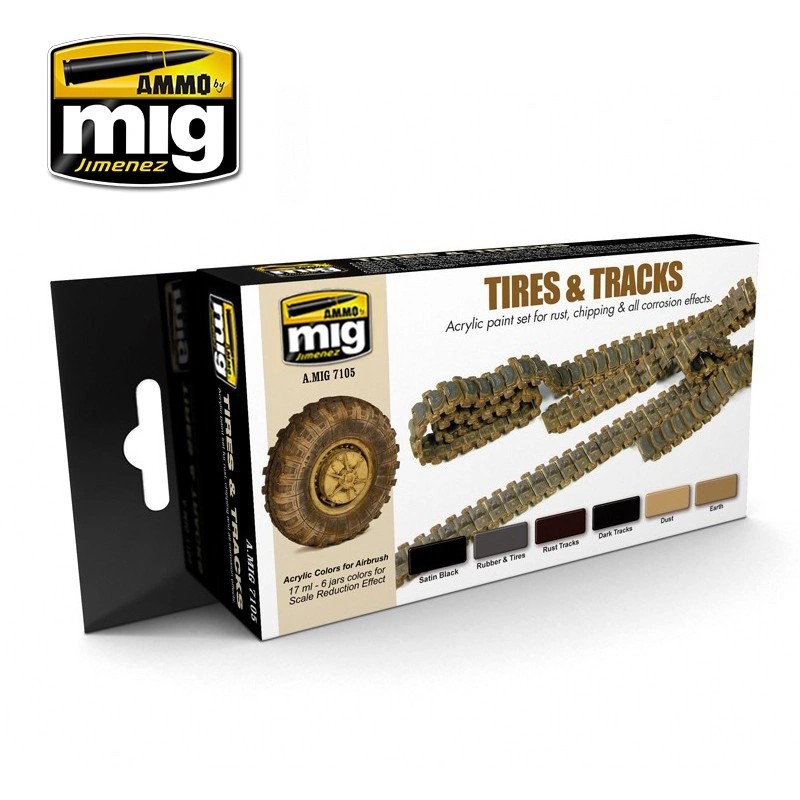 AMMO MIG 7105 TIRES AND TRACKS PALET VE TEKER BOYAMA SETİ