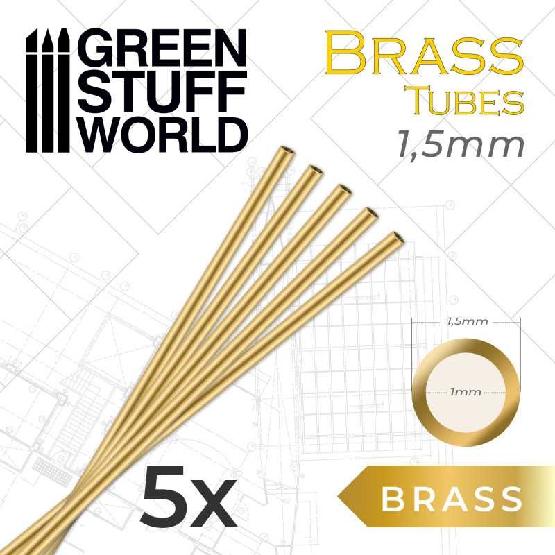 GREEN STUFF WORLD 9267 Brass Tubes 1.5mm - 1,5 mm Pirinç Yuvarlak Tüp 5 Adet