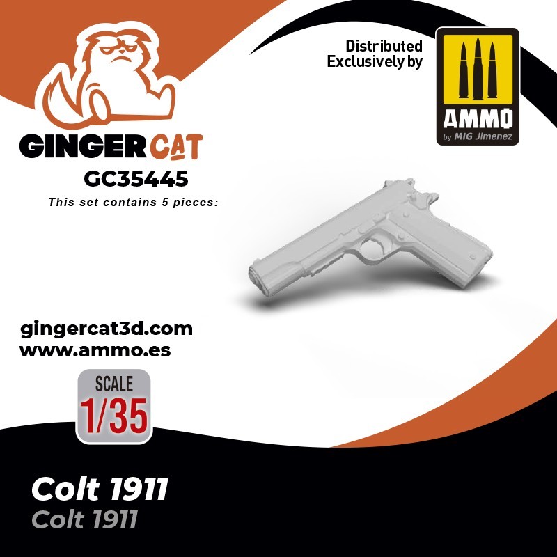 Ginger Cat 35445 1/35 Colt 1911 Pistol Set (5pcs) Reçine Detay Seti