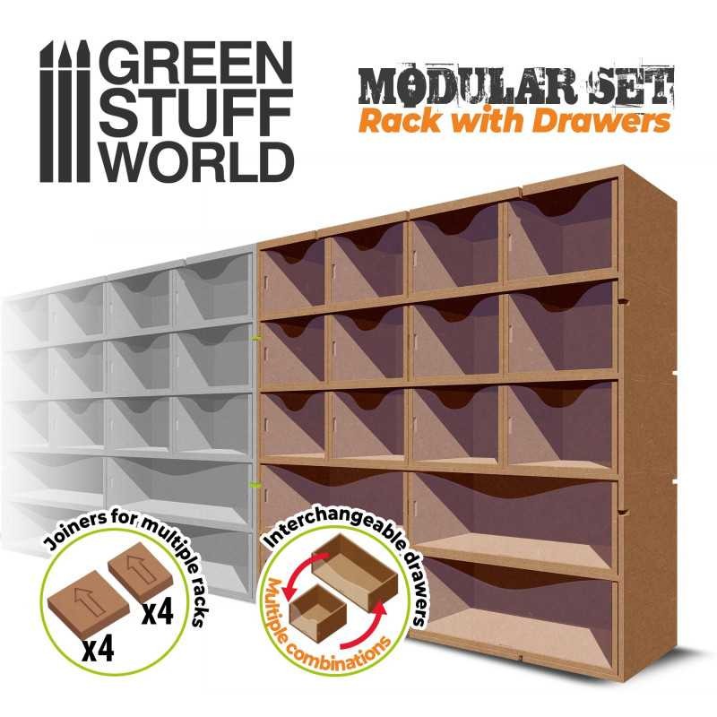 GREEN STUFF WORLD 10960 Vertical rack with Drawers - RAFLI DİKEY ORGANİZATÖR