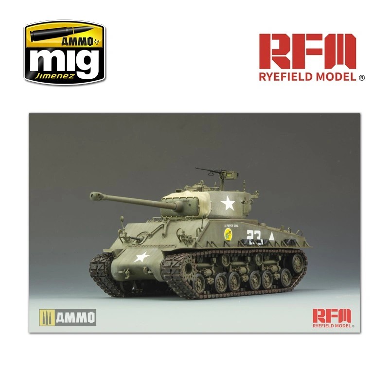 RYE FIELD MODELS 5028 1/35 SHERMAN M4A3E8 W/ WORKABLE TRACK LINKS TANK MAKETİ