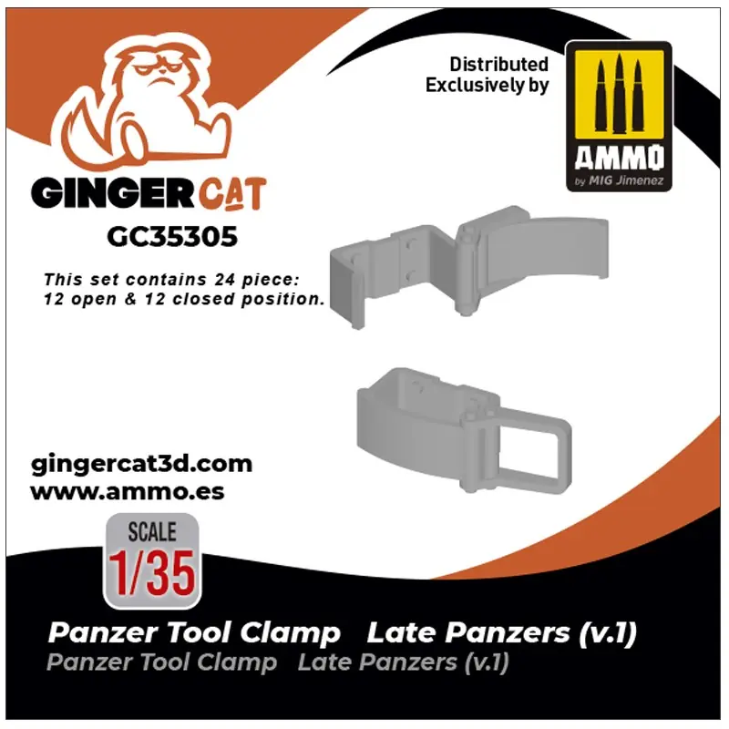 Ginger Cat 35305 1/35 Panzer Tool Clamp - Late Panzers Version 1 (24pcs ...