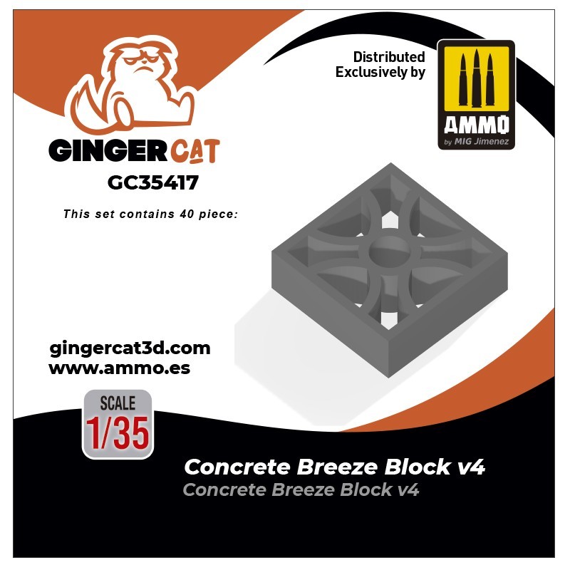 Ginger Cat 35417 1/35 Concrete Breeze Blocks Version 4 (40pcs) Reçine Detay Seti