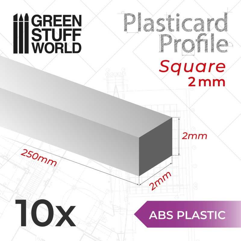 GREEN STUFF WORLD 9193 ABS Plasticard Profile SQUARED ROD 2 mm - 2 mm Kare ABS Plastik Profil 10 Adet