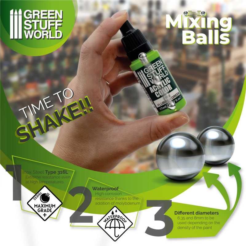 GREEN STUFF WORLD 9030 Mixing Balls 6.35mm - PASLANMAZ ÇELİK KARIŞTIRMA TOPLARI