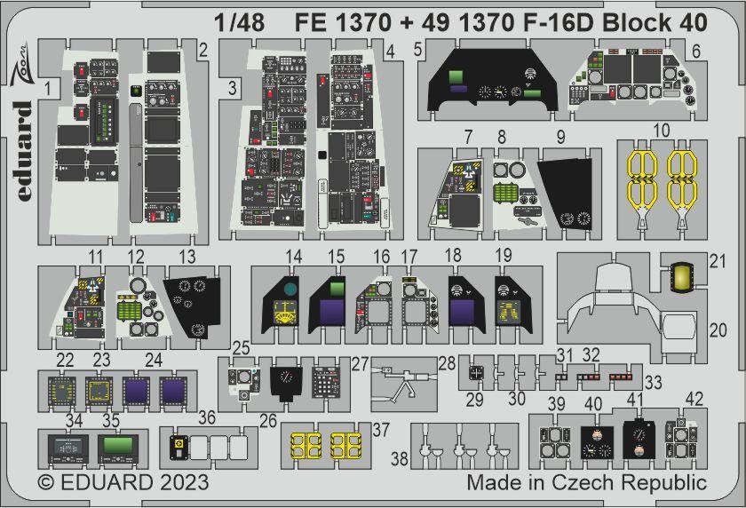 EDUARD FE1370 1/48 F-16D Block 40 KOKPİT DETAY SETİ