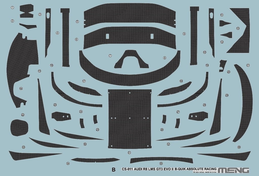 MENG CS-011 1/24 AUDI R8 LMS GT3 EVO II B-Quik Absolute Racing  ARABA MAKETİ