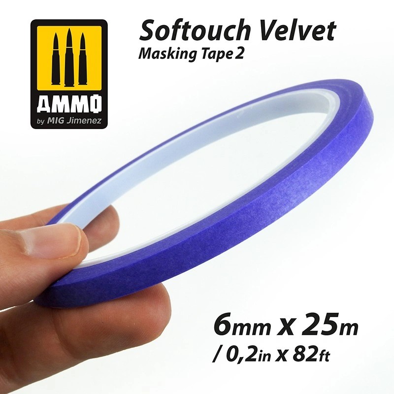 AMMO MIG 8241 SOFTOUCH VELVET MASKING TAPE 2 (6mm X 25M) YUMUŞAK KADİFE DOKULU MASKELEME BANTI