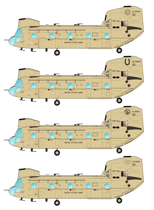 CARACAL MODELS 48148 1/48 CH-47 Chinook ASKERİ HELİKOPTER MAKETİ İÇİN DEKAL SETİ