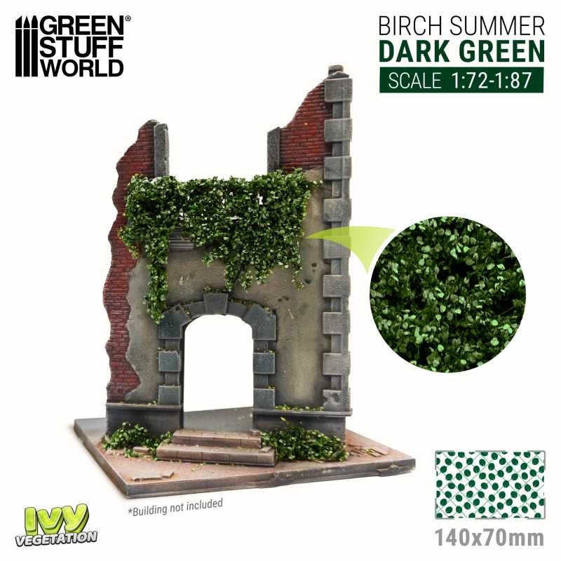 GREEN STUFF WORLD 4647 Ivy Foliage - Dark Green Birch - Small KOYU YEŞİL HUŞ AĞACI YAPRAKLI SARMAŞIK
