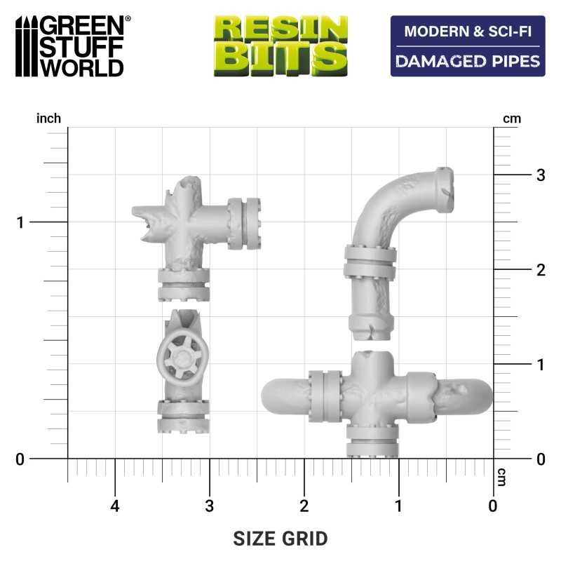 GREEN STUFF WORLD 13303 3D printed set - Damaged Pipes HASARLI BORULAR