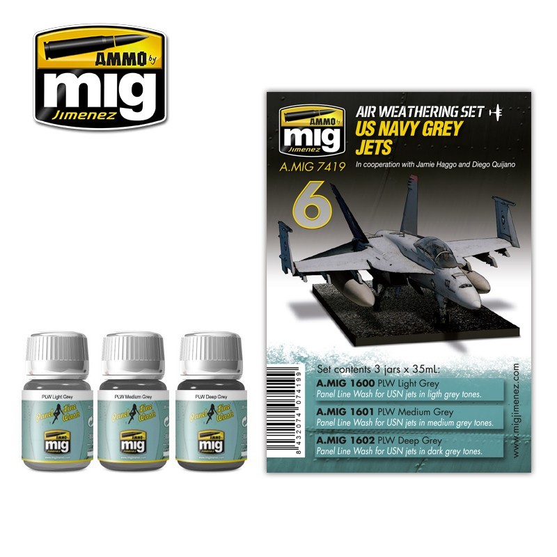 AMMO MIG 7419 US NAVY GREY JETS - AMERİKAN DENİZ KUVVETLERİ GRİ JETLER KİRLETME SETİ