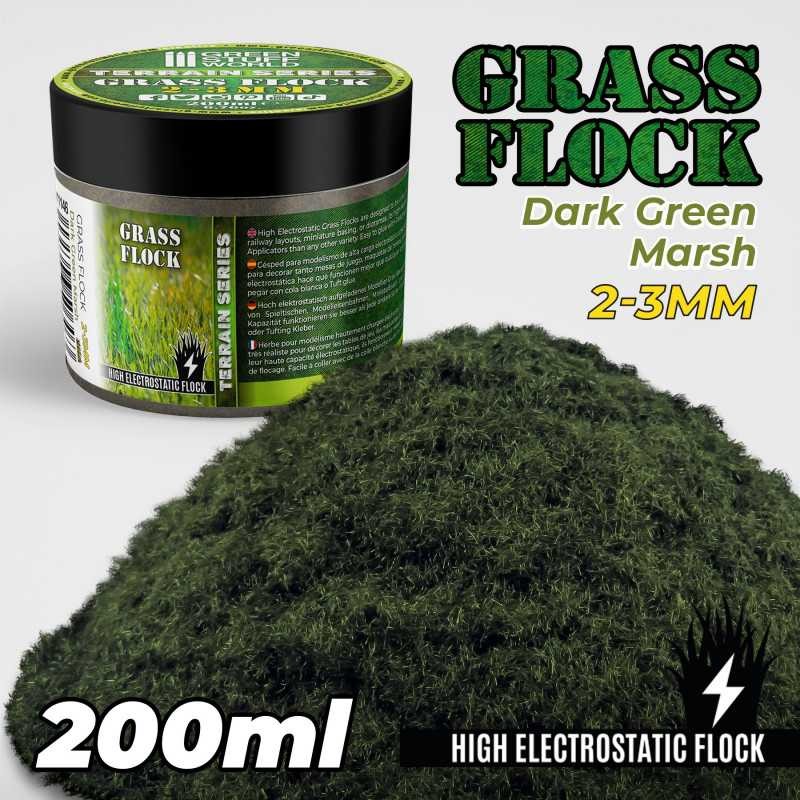 GREEN STUFF WORLD 11146 Static Grass Flock 2-3mm - DARK GREEN MARSH - 200 ml