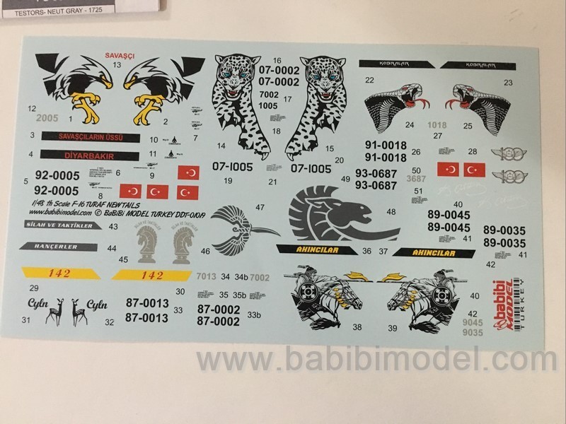 BABİBİ MODEL DDT - 01019 1/48 F-16 C/D TÜRK HAVA KUVVETLERİ YENİ KUYRUKLAR DEKAL SETİ