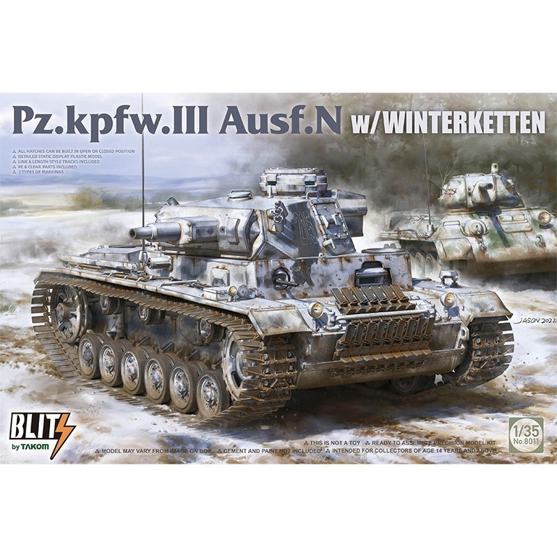 TAKOM 8011 1/35 Pz.Kpfw.III Ausf.N with Winterketten TANK MAKETİ