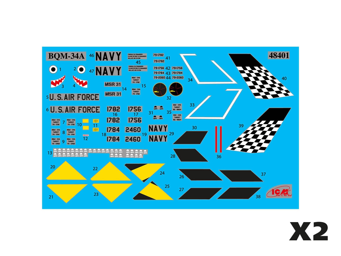 ICM 48403 1/48 (BQM-34A) Q-2C Firebee, US Drone (2 airplanes and pilons) DRONE MAKETİ (2 İHA & İSTASYON)