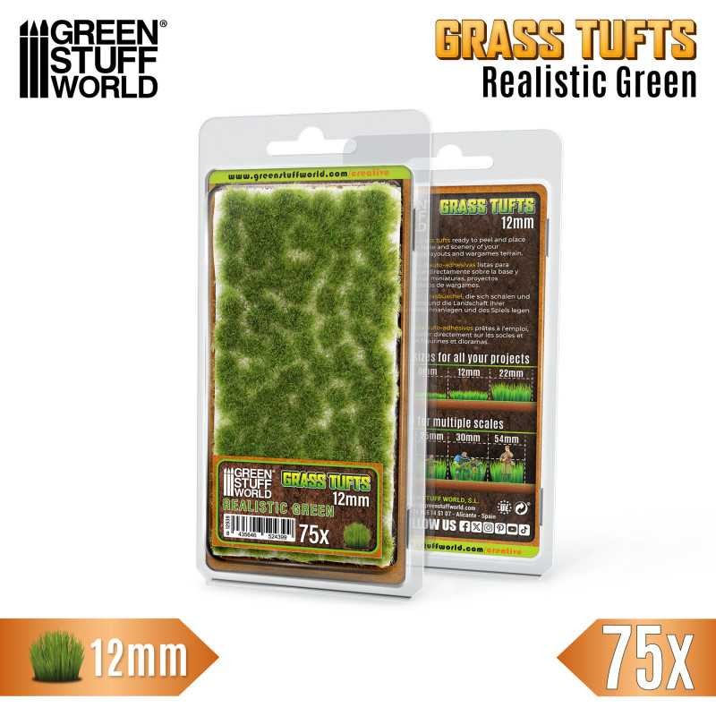 GREEN STUFF WORLD 12939 Grass TUFTS 12mm self-adhesive REALISTIC GREEN - 12MM GERÇEKÇİ YEŞİL ÇİM ÖBEĞİ