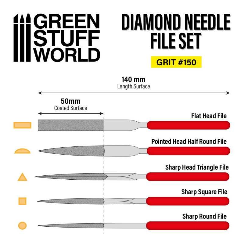 GREEN STUFF WORLD 1034 Diamond Needle Files Set Grit 150 - ELMAS UÇLU METAL EĞE SETİ