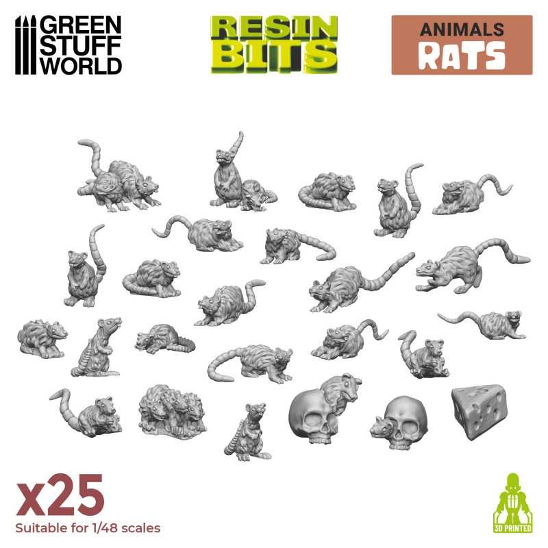 GREEN STUFF WORLD 3508 3D printed set - Small Rats  SEVİMLİ GÜÇCÜK FARELER