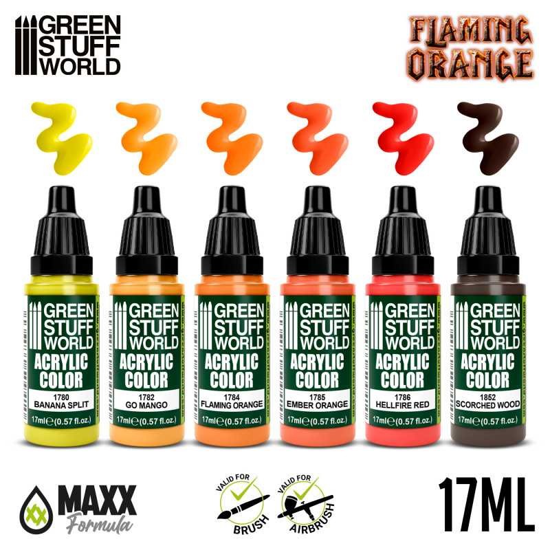 GREEN STUFF WORLD 10134 Flaming Orange Paint Set - ALEV BOYAMA SETİ