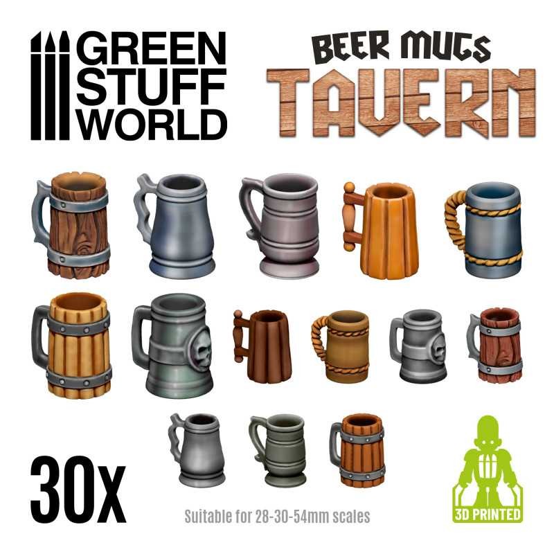 GREEN STUFF WORLD 11220 Beer Mugs Tavern - TAVERNA BİRA BARDAKLARI 30 ADET