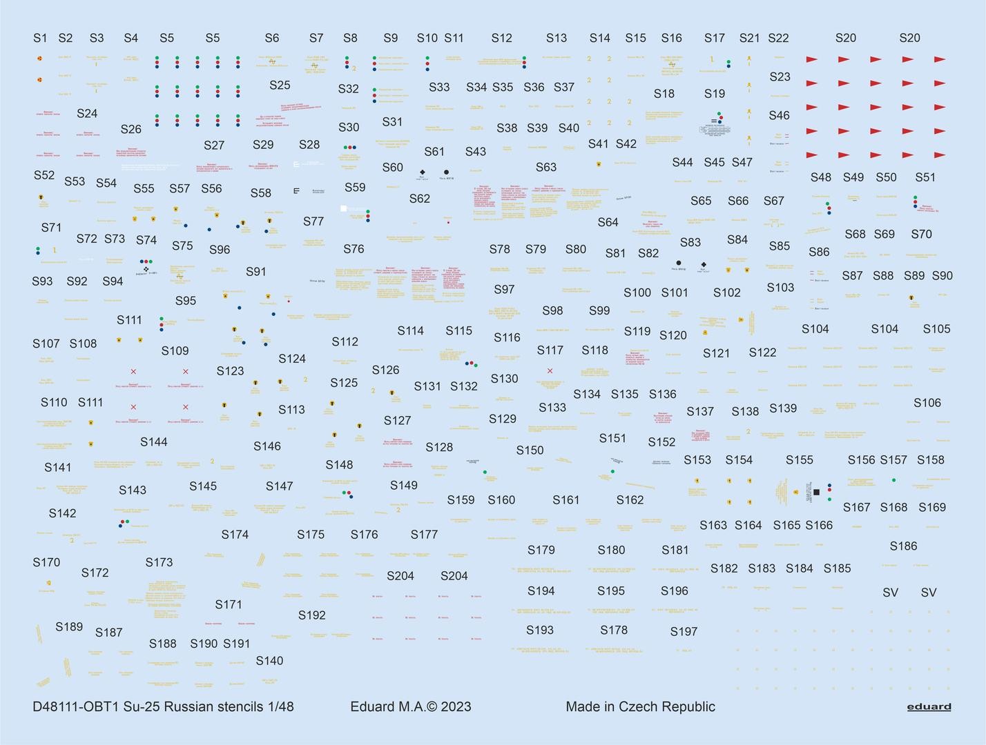 EDUARD D48111 1/48 SU-25 RUS HAVA KUVVETLERİ UYARI İŞARETLEMELERİ