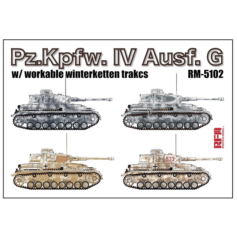 RYE FIELD MODELS 5102 1/35 Pz.Kpfw. IV Ausf. G w/ workable WINTERKETTEN trakcs Tank Maketi