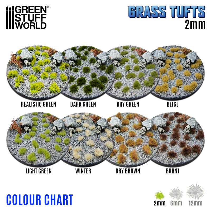 GREEN STUFF WORLD 12952 Grass TUFTS 2mm self-adhesive BURNT - 2MM YANMIŞ ÇİM ÖBEĞİ