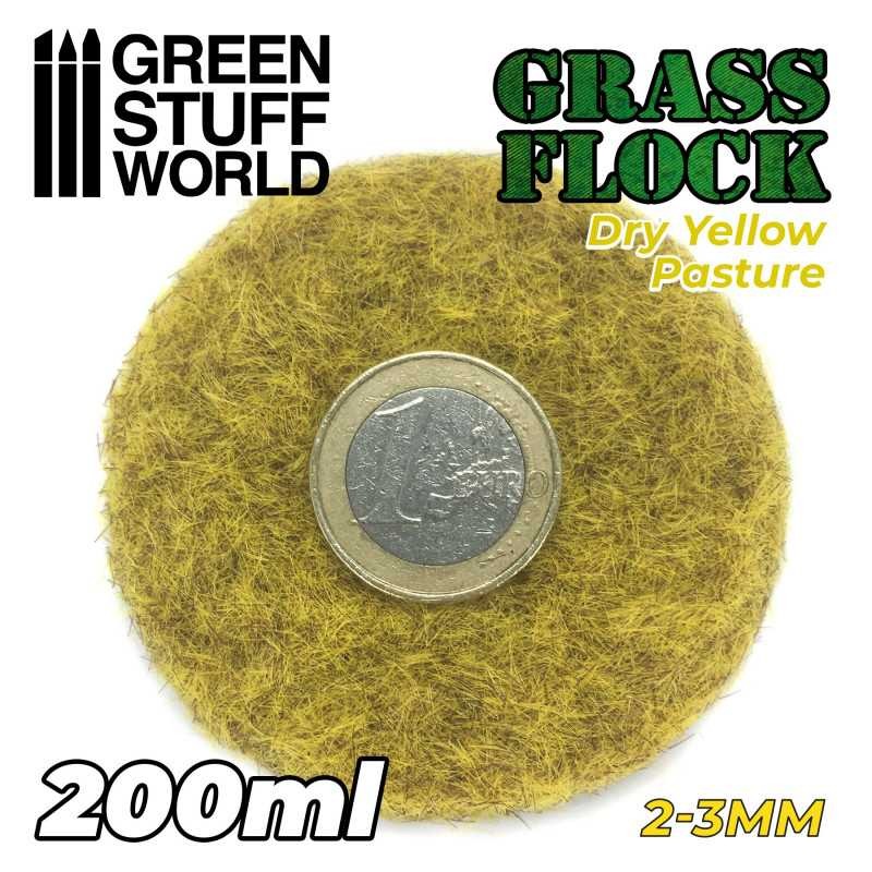 GREEN STUFF WORLD 11141 Static Grass Flock 2-3mm - DRY YELLOW PASTURE - 200 ml