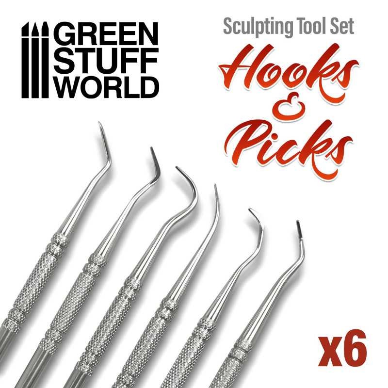 GREEN STUFF WORLD 1250 6x Hook and Pick tool Set - 6'lı Kanca & Kürdan Seti