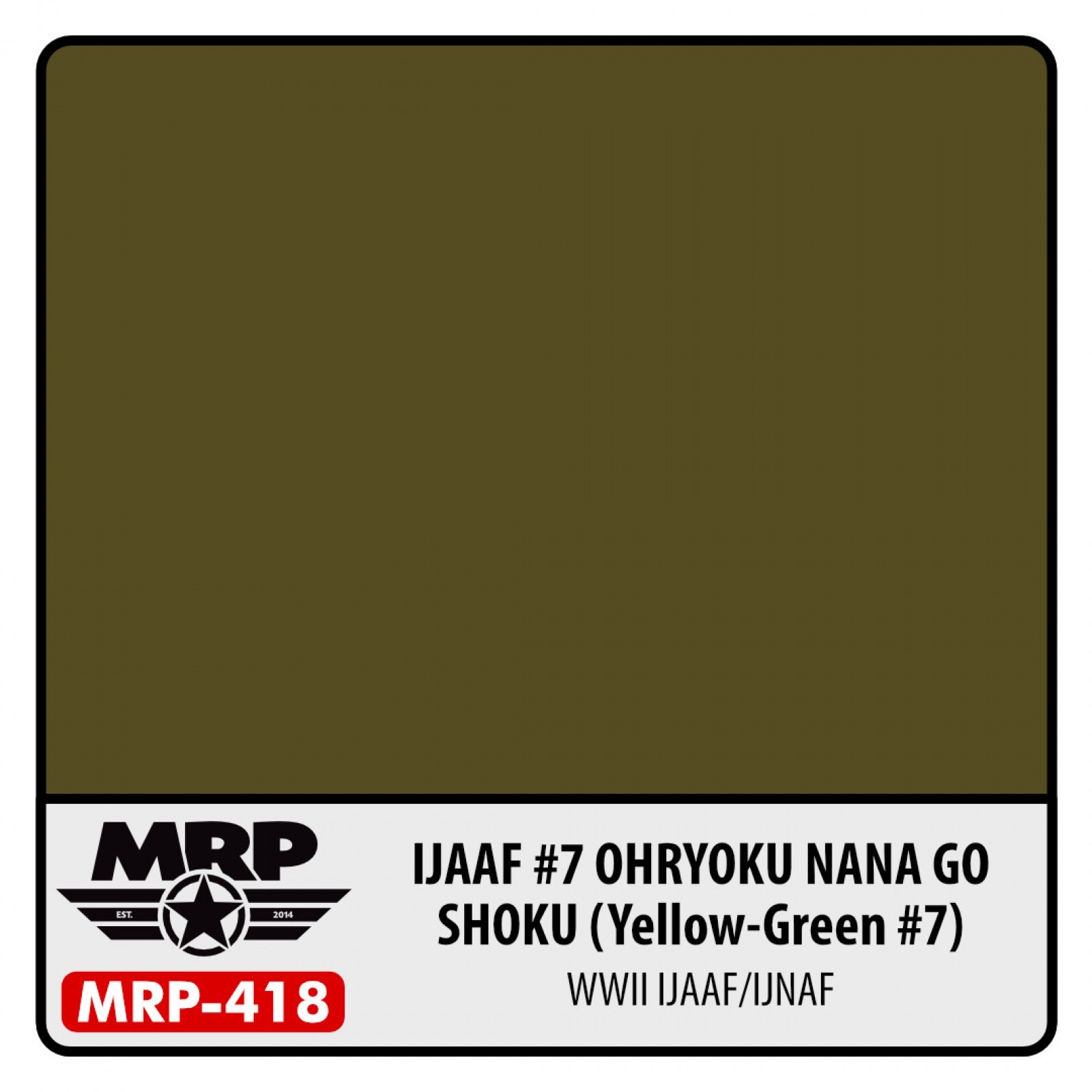MR PAINT 418 IJAAF #7 Ohryoku Nana Go Shoku (Yellow Green #7) 30ml LAKER MAKET BOYASI